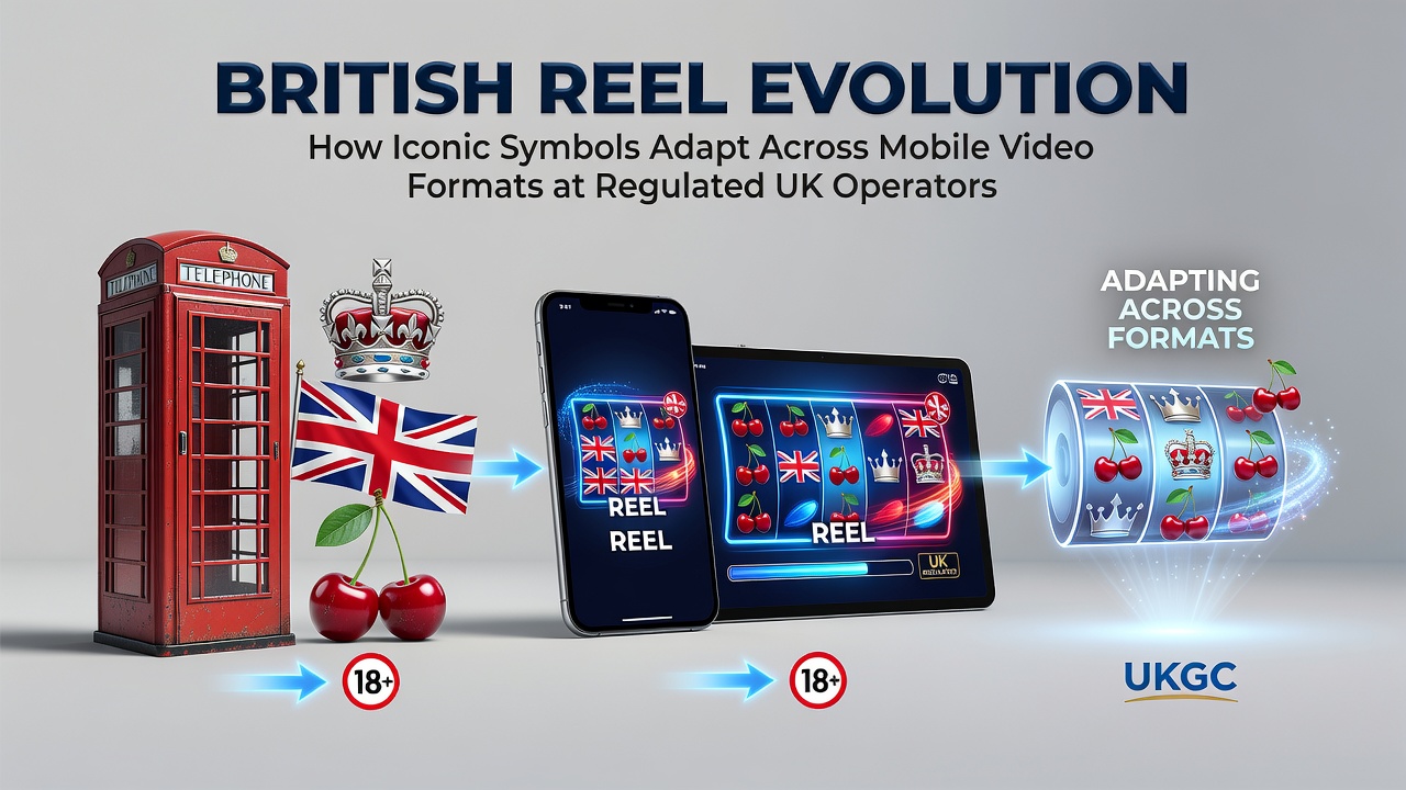 Evolution of classic British slot symbols transitioning from mechanical reels to animated mobile video formats