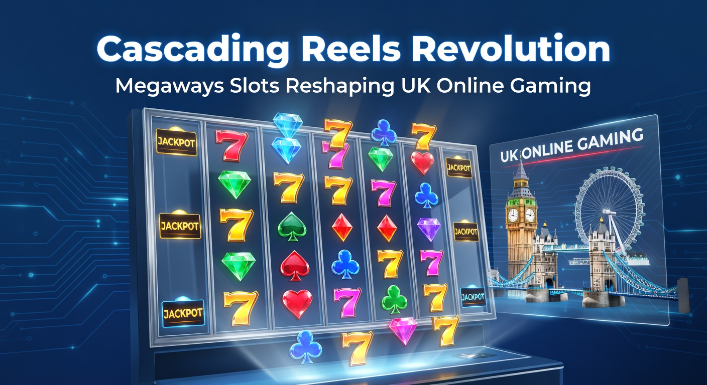 Vibrant cascading reels in action on a Megaways slot screen, symbols tumbling down for chain wins