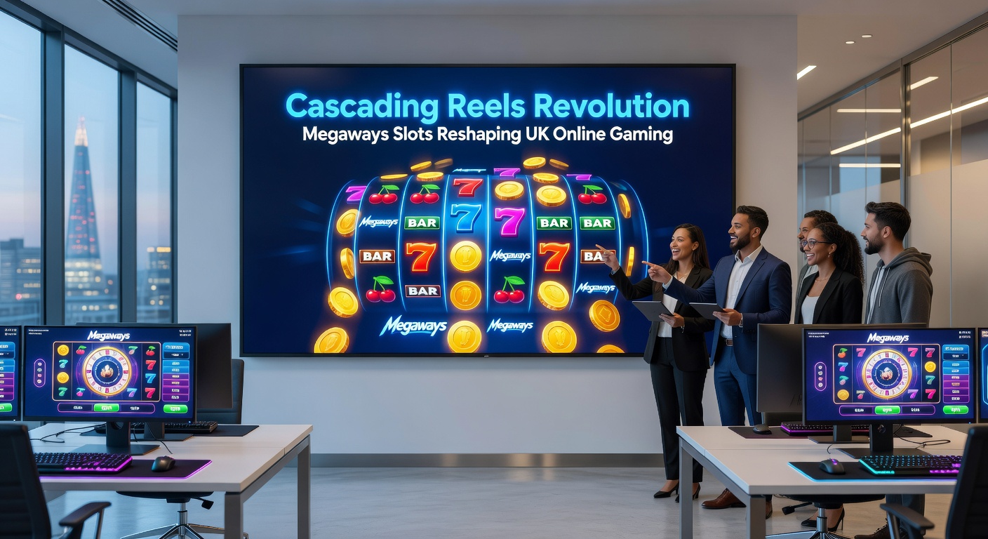 Explosive chain reaction of wins in a Megaways slot, with expanding reels and glowing multipliers