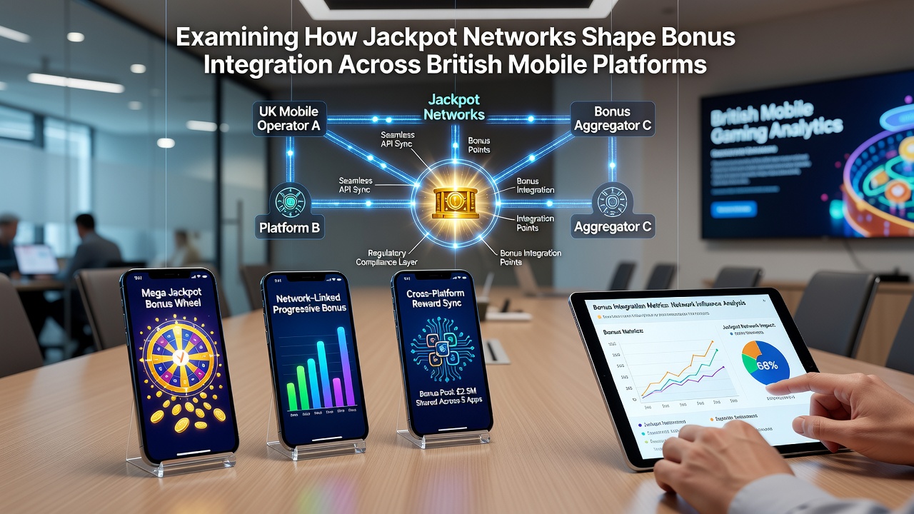 Diagram showing jackpot network connections across mobile platforms