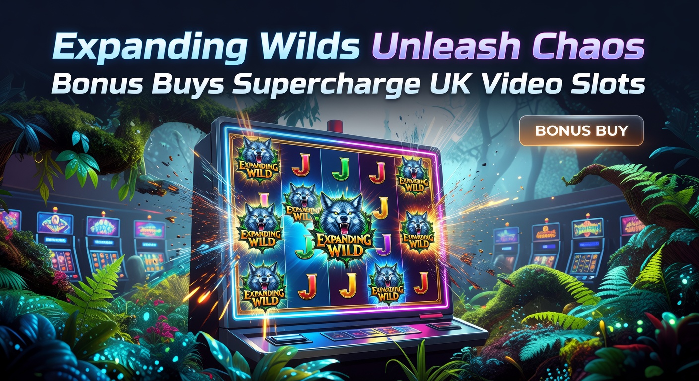 Vibrant slot reels with expanding wild symbols covering multiple positions, sparking chain reactions of wins in a chaotic display of lights and animations