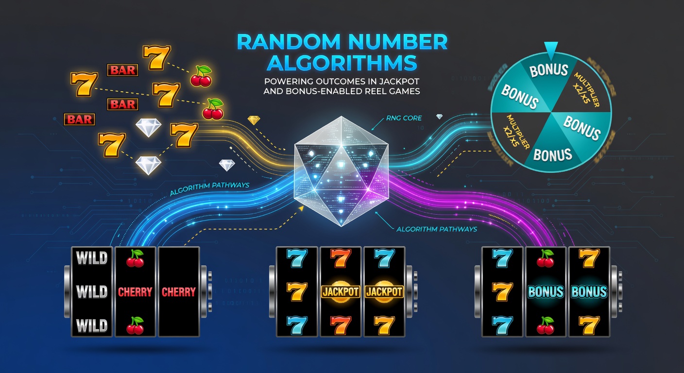 Diagram showing the internal structure of a random number generator used in reel-based games with jackpot features