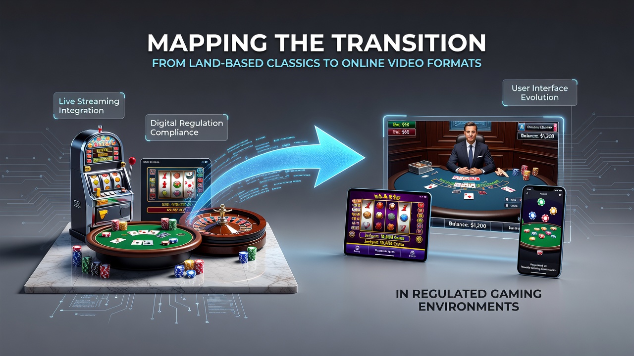 Regulated online gaming platforms displaying video slot interfaces with compliance indicators