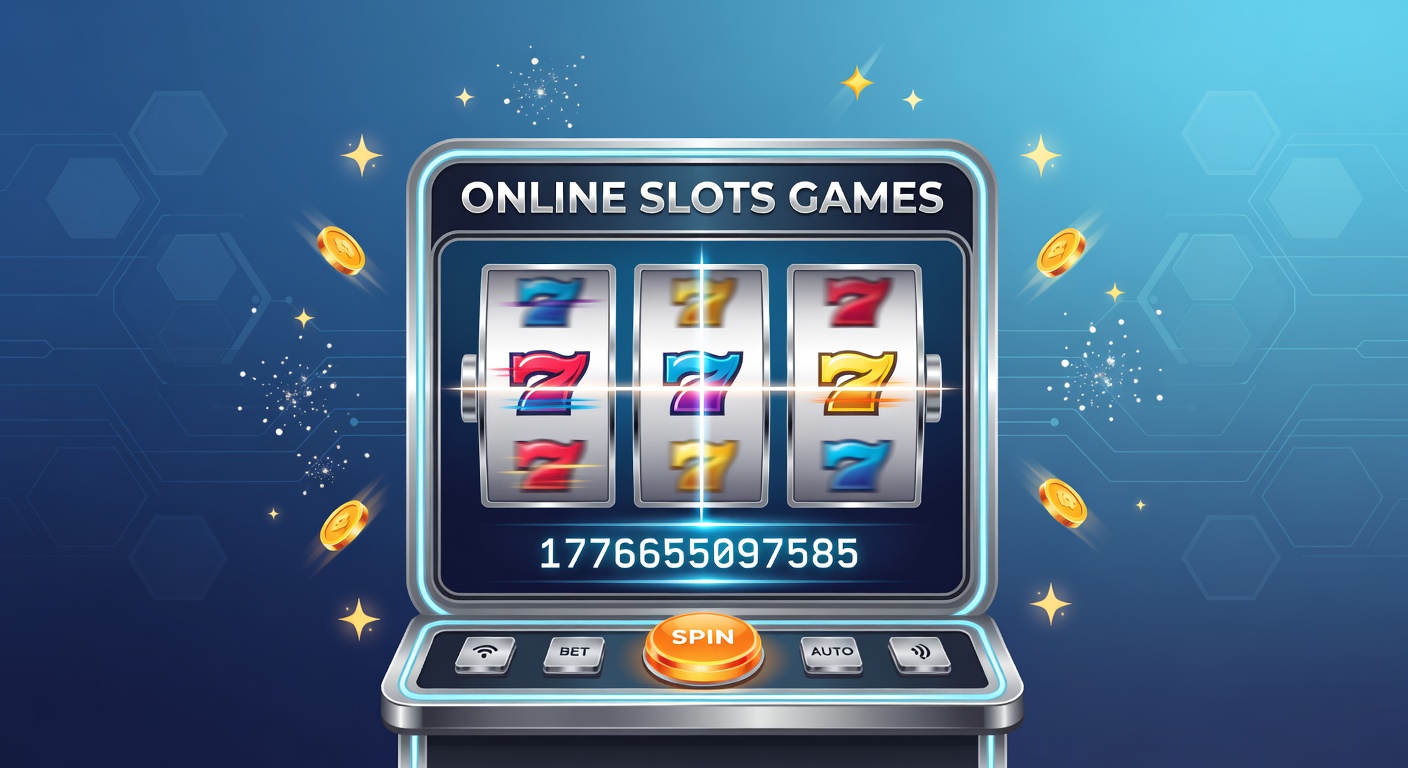 Vibrant online slot machine reels spinning with colorful symbols and jackpot counters glowing brightly