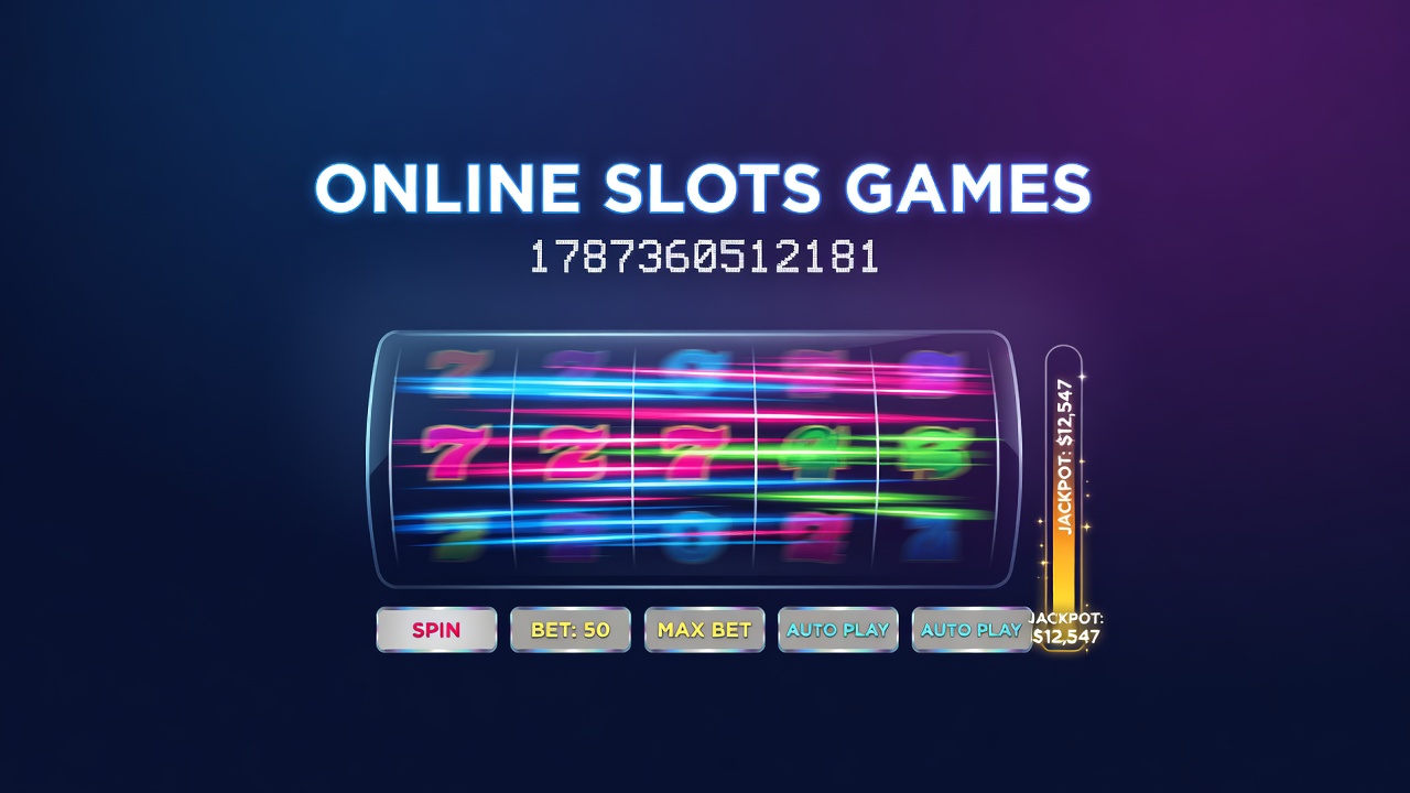 Close-up view of slot game symbols and paytable information on a digital screen