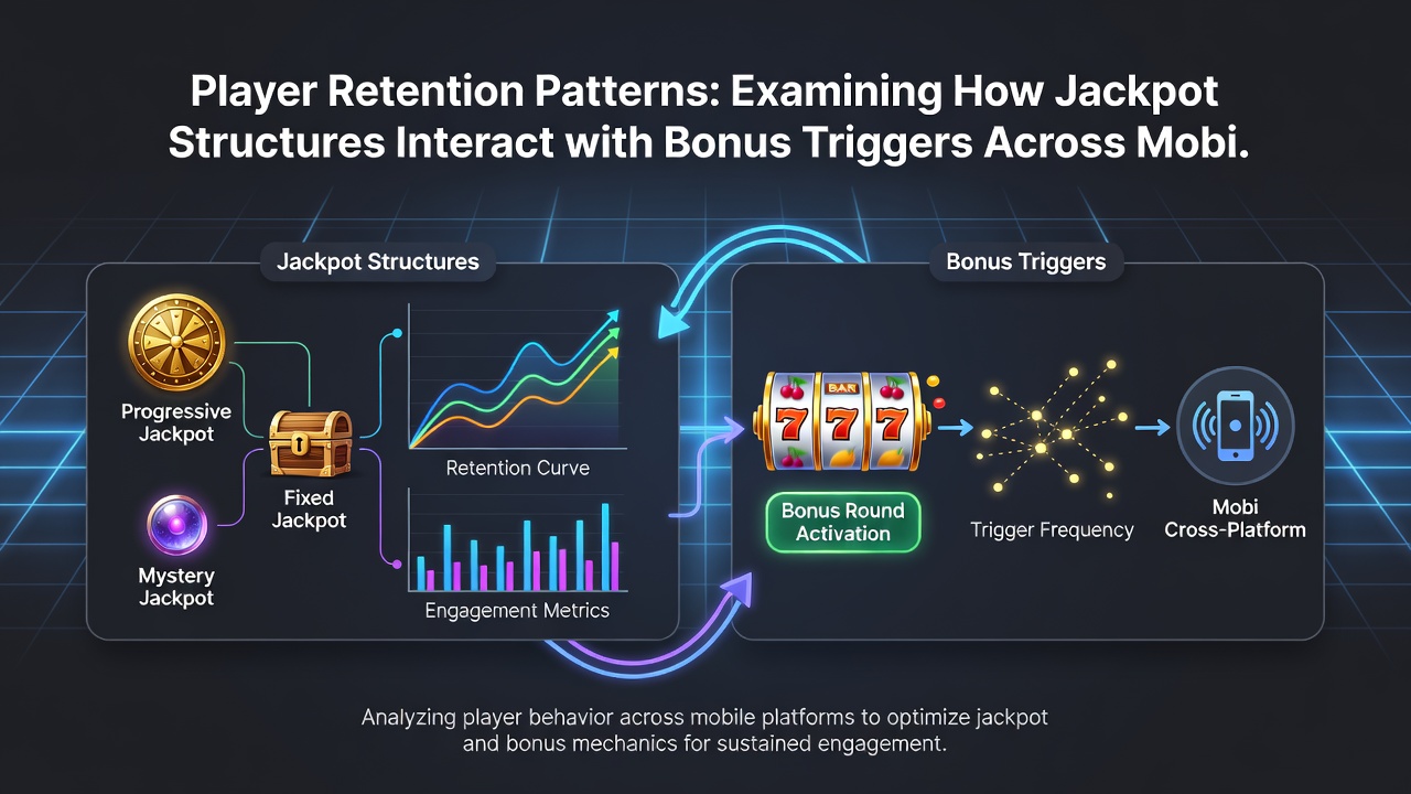 Comparison graphic of mobile and desktop slot interfaces highlighting jackpot meters and bonus activation points