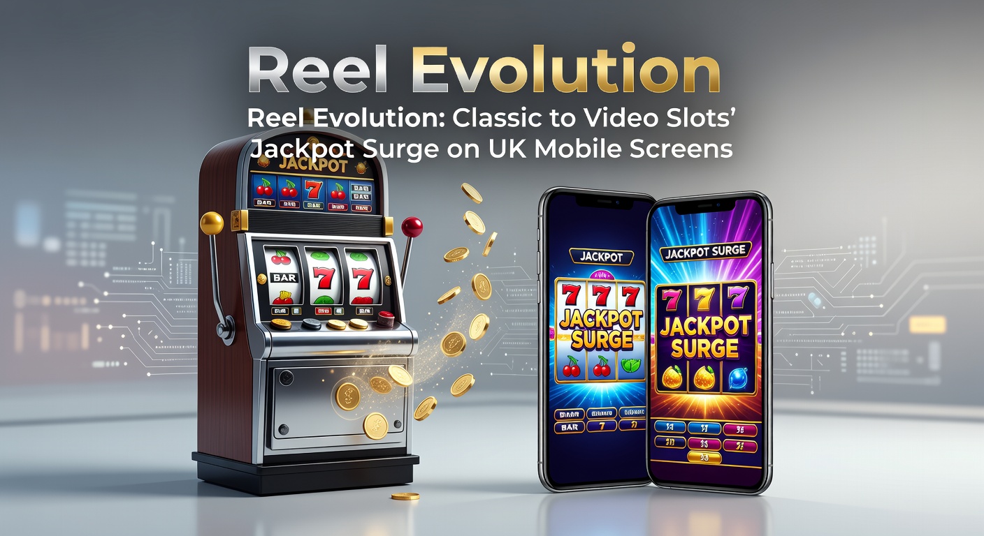 Vibrant display of a modern video slot on a mobile screen showing cascading reels and a building jackpot meter against a backdrop of classic mechanical slot imagery