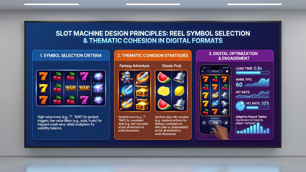Illustration of thematic slot symbols including wilds and scatters integrated into a cohesive visual narrative