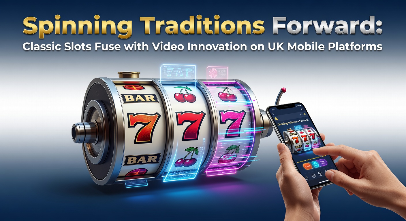Vibrant mobile screen displaying a classic fruit slot machine enhanced with dynamic video animations and glowing neon effects on a UK-themed background