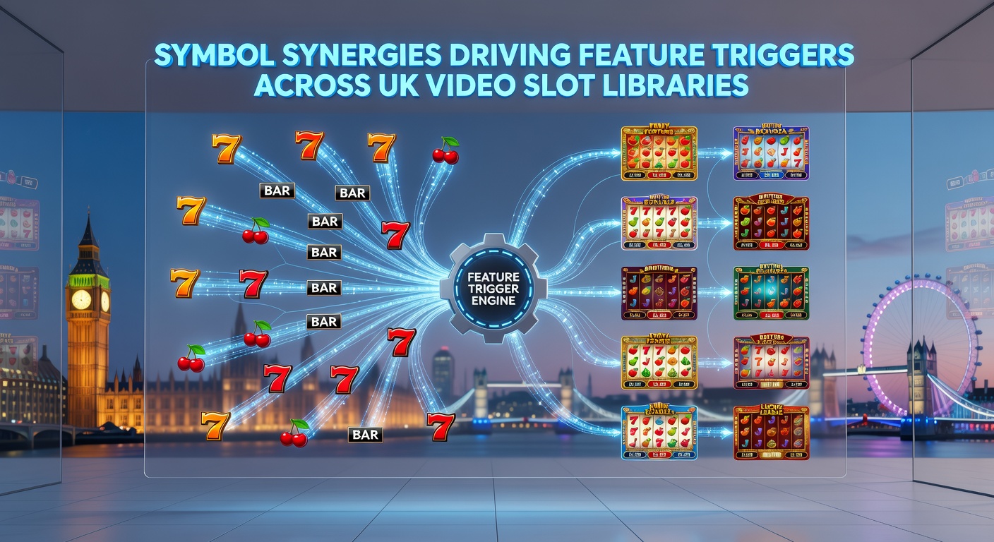 Close-up of cascading symbols in a UK video slot where matches remove icons and new symbols fall to create chained feature triggers