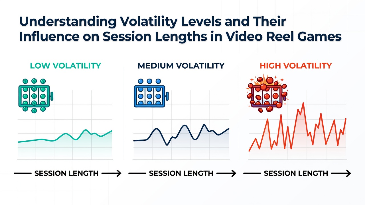 Graph showing average session lengths across different volatility categories in video reel games based on 2025 operational data
